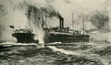 The sinking of the SS Arabic First World War, 19 August 1915, (c1920). Creator: Unknown