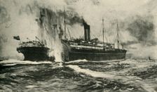 The sinking of the SS Arabic First World War, 19 August 1915, (c1920). Creator: Unknown