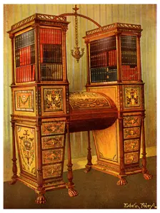 The Sister Inlaid Double Secretaire and Bookcase Cabinet, Sheraton, 1911-1912.Artist: Edwin Foley