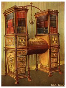 The Sister Inlaid Double Secretaire and Bookcase Cabinet, Sheraton, 1911-1912.Artist: Edwin Foley