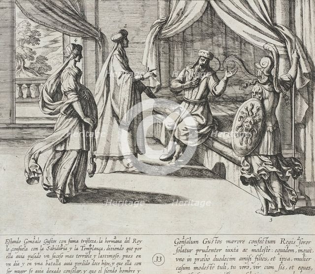 The Sister of Almanzor Consoles Gonzalo Gustos, 1612. Creator: Antonio Tempesta.