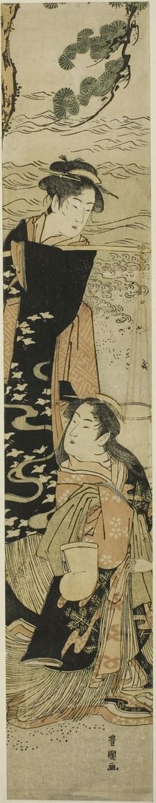The sisters Matsukaze and Murasame on the shores of Suma, c. 1790/1810. Creator: Utagawa Toyokuni I