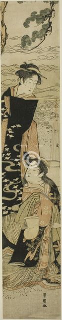 The sisters Matsukaze and Murasame on the shores of Suma, c. 1790/1810. Creator: Utagawa Toyokuni I.