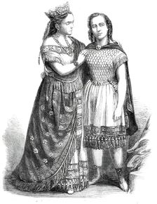 The Sisters Marchisio, as "Semiramide" and "Arsace", at the Grand Opera, Paris, 1860. Creator: Unknown
