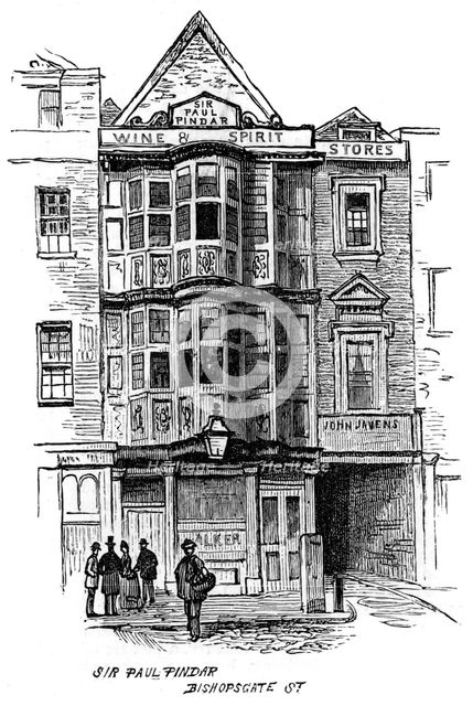 The Sir Paul Pindar public house, Bishopsgate Street, London, 1887. Artist: Unknown