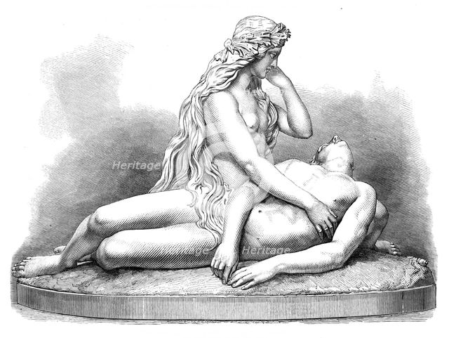"The Siren and the Drowned Leander," by J. Durham, A.R.A., exhibition of the Royal Academy, 1872. Creator: Unknown.