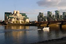 The SIS Building from across the River Thames, London. Creator: Peter Thompson