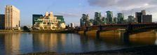 The SIS Building from across the River Thames, London. Creator: Peter Thompson