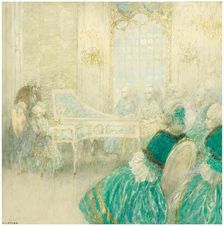 The six-year-old Wolfgang Amadeus Mozart with his sister Maria Anna performing...on 13 October 1762. Creator: Lefler, Heinrich (1863-1919)