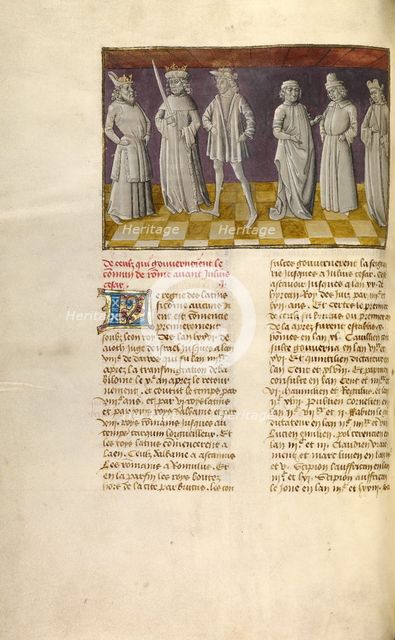 The Six Predecessors of Julius Caesar; Miroir Historial, about 1475. Creator: Unknown.