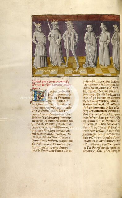 The Six Predecessors of Julius Caesar; Miroir Historial, about 1475. Creator: Unknown.