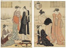 The Sixth Month, Enjoying the Evening Cool in a Teahouse, from the series The Twelve..., About 1783. Creator: Torii Kiyonaga