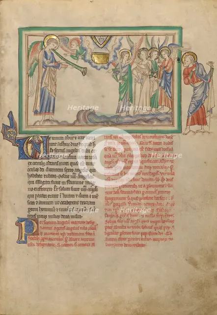 The Sixth Trumpet: The Angel at the Euphrates; Dyson Perrins Apocalypse, about 1255-1260. Creator: Unknown.