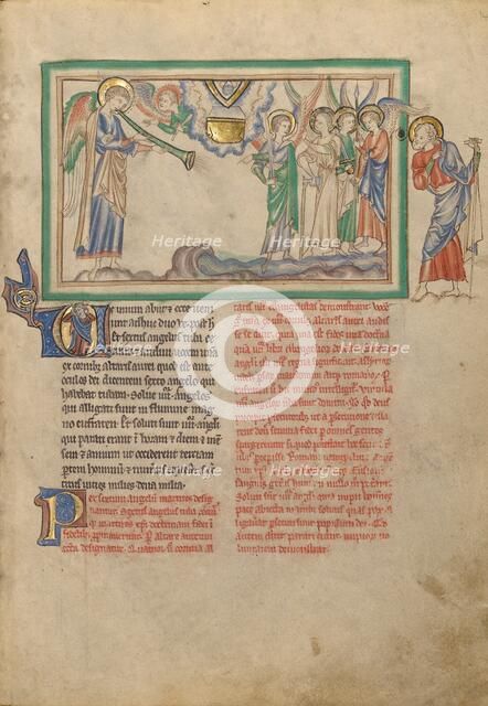 The Sixth Trumpet: The Angel at the Euphrates; Dyson Perrins Apocalypse, about 1255-1260. Creator: Unknown.