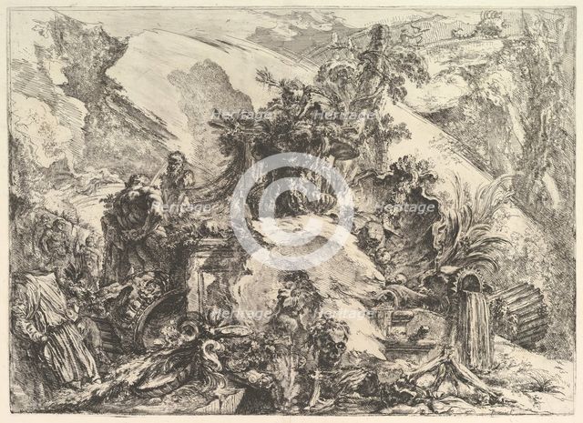 The Skeletons, from Grotteschi (Grotesques), ca. 1748. Creator: Giovanni Battista Piranesi.