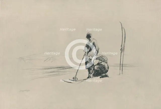 'The Ski-Runners', 1919. Artist: Claude Allin Shepperson.