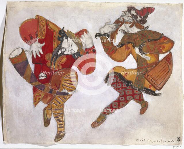 The skomorokhs. Costume design for the opera Prince Igor by A. Borodin, 1914. Artist: Roerich, Nicholas (1874-1947)