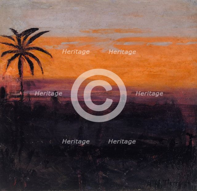 The Sky Simulated by Red Flamingoes, study for book Concealing Coloration in the Animal Kingdom. Creator: Abbott Handerson Thayer.