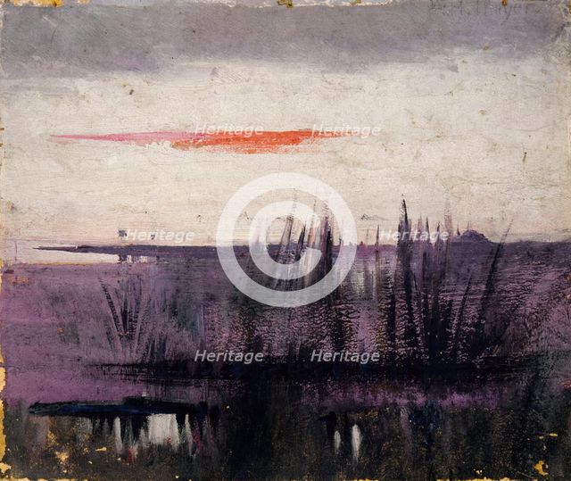 The Sky Simulated by White Flamingoes study for book..., in the Animal Kingdom, ca. 1905-1909. Creator: Abbott Handerson Thayer.