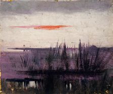 The Sky Simulated by White Flamingoes study for book..., in the Animal Kingdom, ca. 1905-1909. Creator: Abbott Handerson Thayer