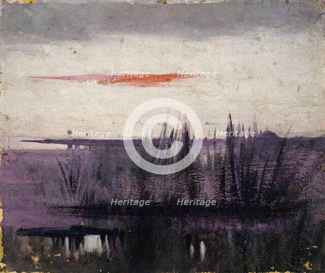 The Sky Simulated by White Flamingoes study for book..., in the Animal Kingdom, ca. 1905-1909. Creator: Abbott Handerson Thayer.