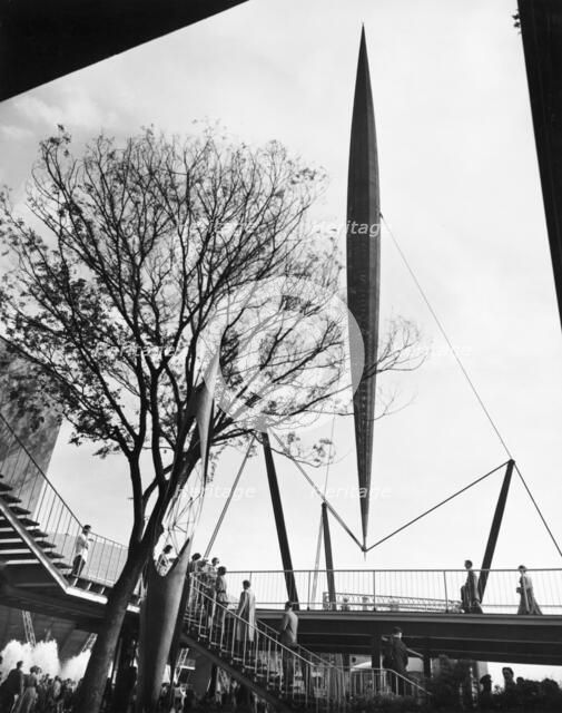 The Skylon, Festival of Britain site, South Bank, Lambeth, London, 1951. Artist: Unknown.