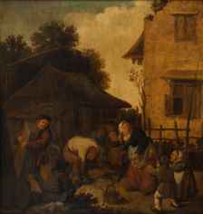 The Slaughter of the Pig in November, 1650-1675. Creator: Jan Miense Molenaer
