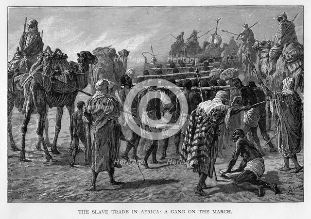 'The slave trade in Africa: a gang on the march', c1875. Artist: Unknown