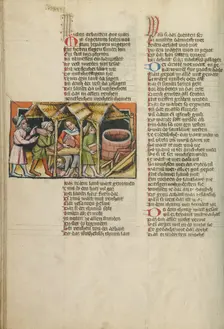 The Slavery of the Israelites; Weltchronik, about 1400-1410. Creator: Unknown