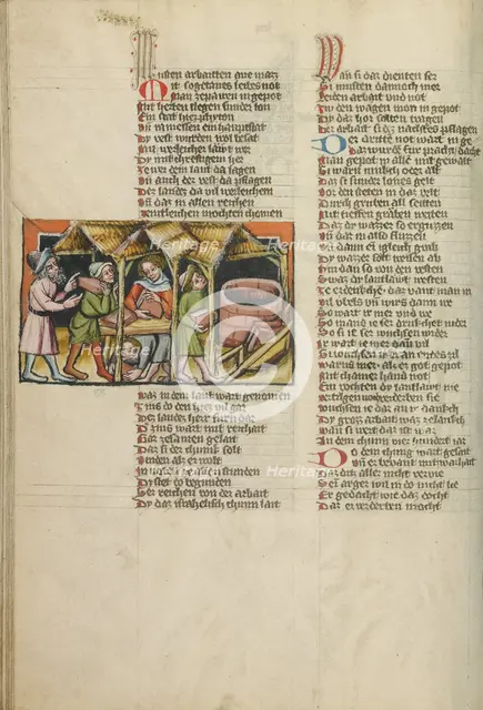 The Slavery of the Israelites; Weltchronik, about 1400-1410. Creator: Unknown.