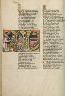 The Slavery of the Israelites; Weltchronik, about 1400-1410. Creator: Unknown