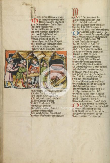 The Slavery of the Israelites; Weltchronik, about 1400-1410. Creator: Unknown.