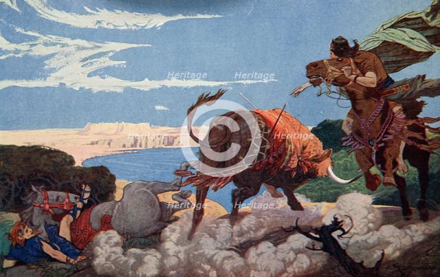 'The slaying of the bull of Ishtar', 1915.  Creator: Ernest Wellcousins.