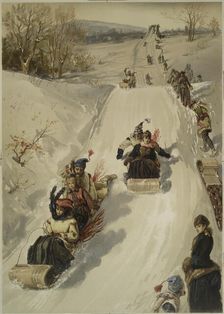 The sledding, c.1880. Creator: Sandham, Henry (1842-1910)