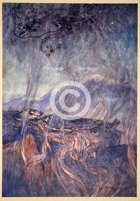 'The sleep of Brunnhilde', 1910.  Creator: Arthur Rackham.