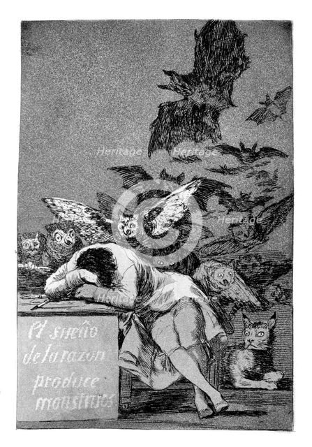 'The sleep of reason produces monsters', 1799. Artist: Francisco Goya