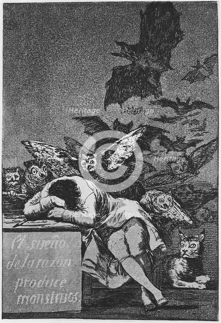 The Sleep of Reason Produces Monsters. (Capricho No 43), 1797-1798. Artist: Goya, Francisco, de (1746-1828)