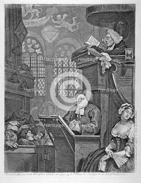 'The sleeping congregation', 1736. Artist: William Hogarth