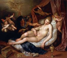 The Sleeping Danae Being Prepared to Receive Jupiter, 1603. Creator: Hendrik Goltzius