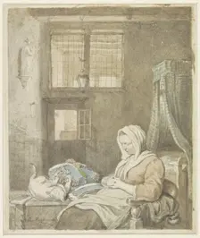 The sleeping lace worker, 1795-1873. Creator: Ignatius van Regemorter