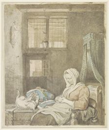 The sleeping lace worker, 1795-1873. Creator: Ignatius van Regemorter