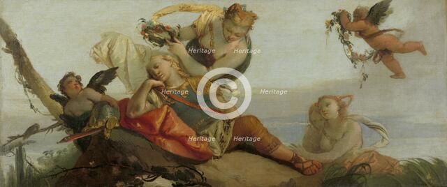 The Sleeping Rinaldo Crowned with Flowers by Armida (formerly entitled Sleeping Mars), 1750-1780. Creator: Francesco Zugno.