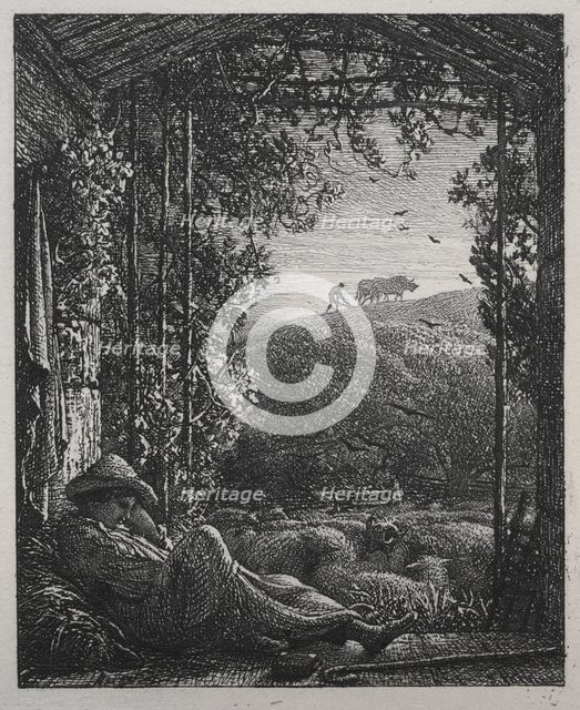 The Sleeping Shepherd, 1857. Creator: Samuel Palmer (British, 1805-1881).