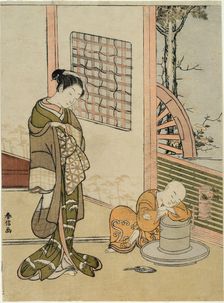 The Sleeping Tea-Boy (parody of Hokaso), c. 1767. Creator: Suzuki Harunobu