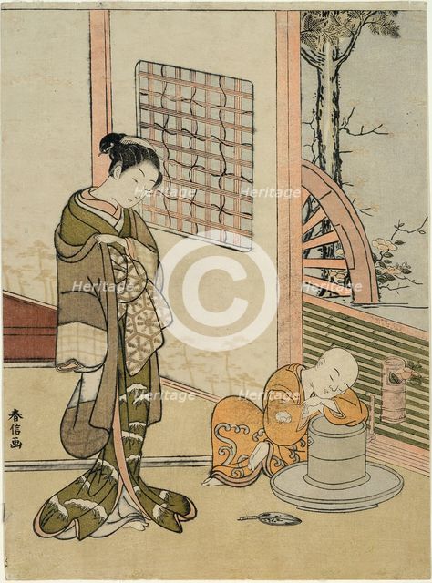 The Sleeping Tea-Boy (parody of Hokaso), c. 1767. Creator: Suzuki Harunobu.