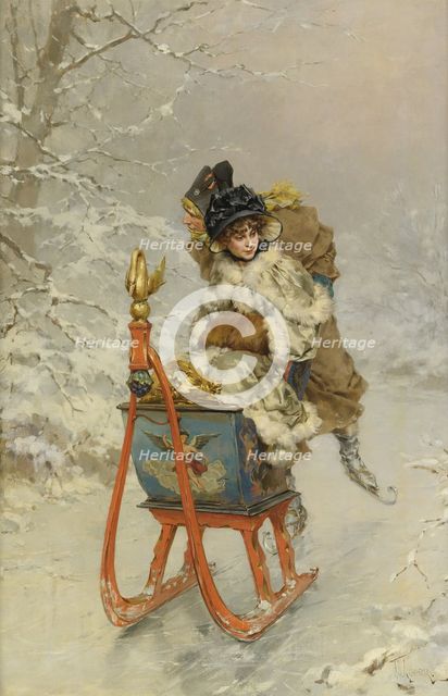 The Sleigh Ride. Artist: Kaemmerer, Frederik Hendrik (1839-1902)