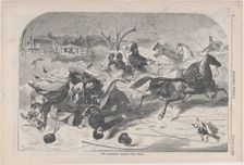 The Sleighing Season - The Upset (Harper's Weekly, Vol. IV), January 14, 1860. Creator: Unknown