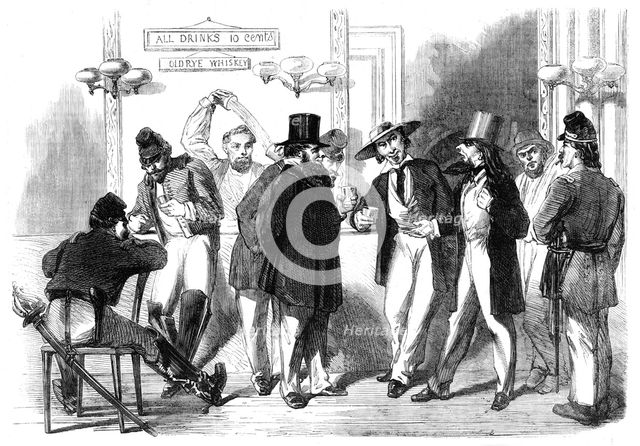 The Slidell and Mason Case argued at the American Bar - from a sketch by our special artist,1862.  Creator: Frank Vizetelly.