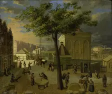 The Slijpsteenmarkt and Het Zeerecht, Amsterdam, 1825-1874. Creator: Anon