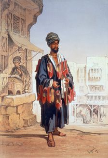 The slipper seller, 1862. Creator: Amadeo Preziosi